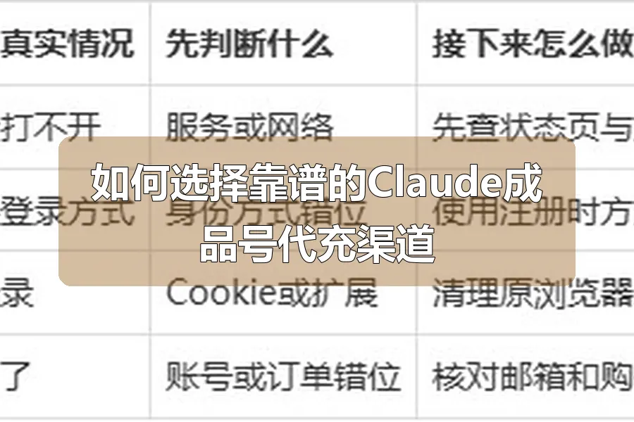 如何选择靠谱的Claude成品号代充渠道
